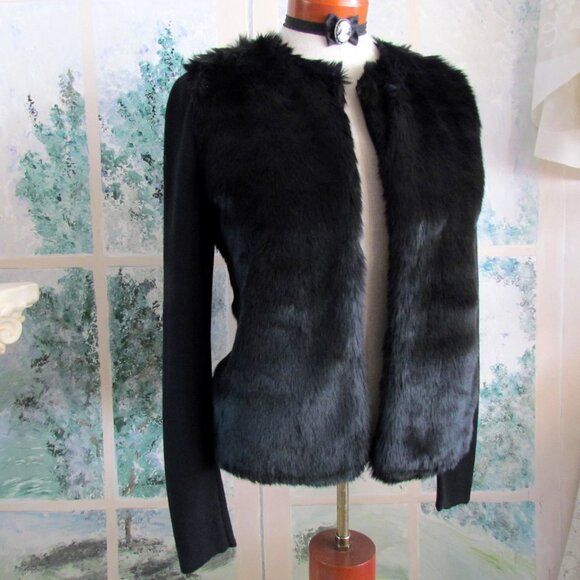 BANANA REPUBLIC Jackets & Blazers - BLACK FAUX FUR JACKET, S, BANANA REPUBLIC NWOT